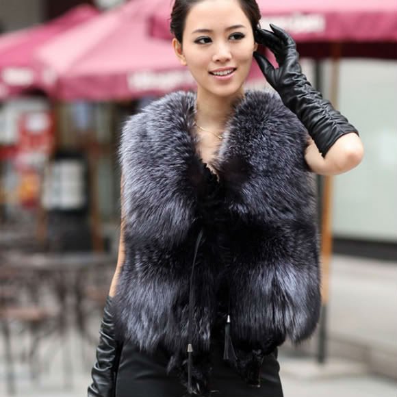 New Real Silver fox fur vest coat waistcoat jacket nature color thickness and lovely