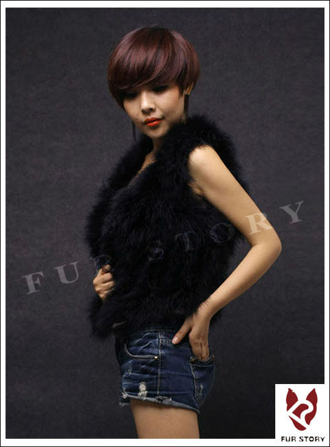 New Real turkey fur vest waistcoat jacket  stylish puff fur vest popular shipping free 9 colors