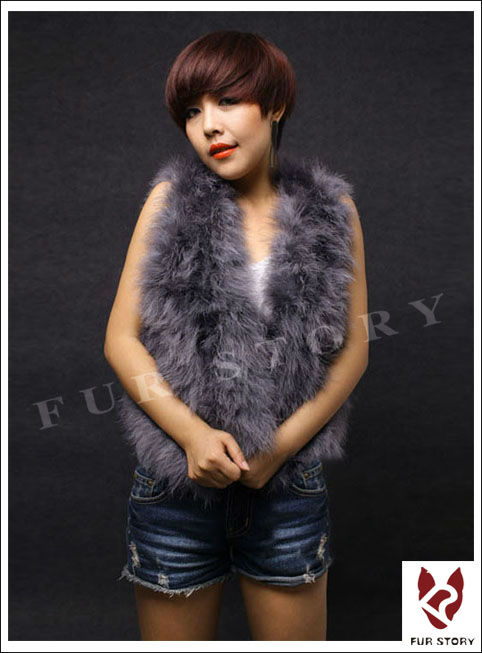 New Real turkey fur vest waistcoat jacket  stylish puff fur vest popular shipping free 9 colors