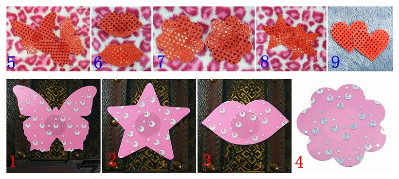 New Red & Pink Women Sexy Lingerie Breast Disposable Nipple Covers Ladies 5Pairs/lot Wholesale Butterful, Heart, Flower & Star