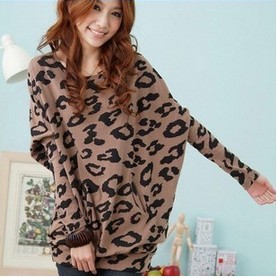 New Retro Women's Batwing Sleeve Tops Shirts Leopard Print Blouse Mini Dress