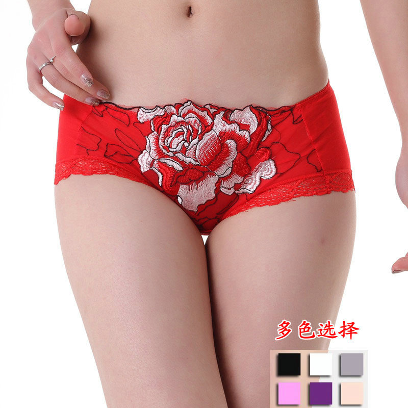 New rose sexy lace bamboo fibre women's small boxer panties Underpants .3pcs/lot