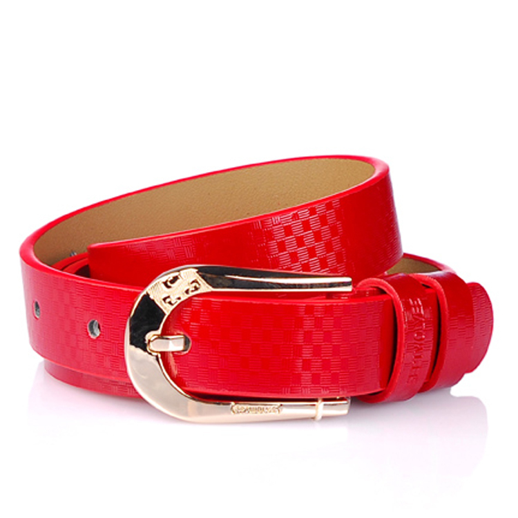 new SEPTWOLVES strap female casual pin buckle cowhide belt genuine leather red pants belt free shipping