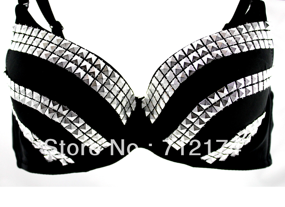 New Sexy Bras Women Party Disco Rivet Bra Punk Dance Bras For Women