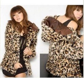 New Sexy Fashion Women's Leopard Winter Fur Coat Jacket Outwear Hooded Leopard