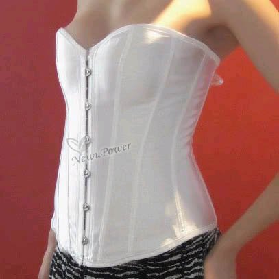 New Sexy Lace Up Basque  Corset Bustier Overbust Lingerie Top w/ G-String S M  L XL 2XL Black/White