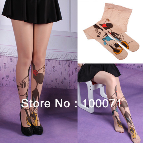 New Sexy Minnie Mouse Pattern Transparent Tattoo Pantyhose Stockings Tights Leggings  [23531|01|01]