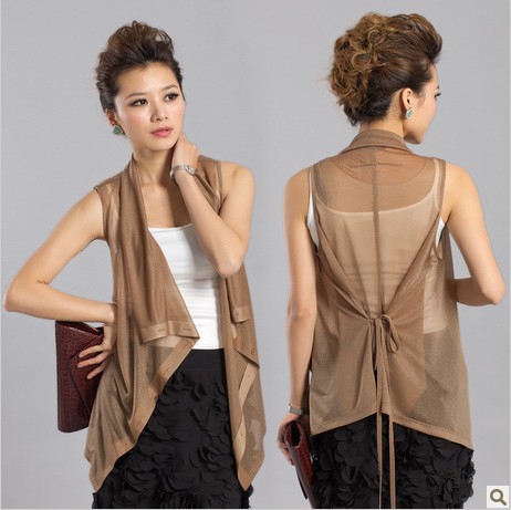 New shawl jacket chiffon vest vest female Korean spring and summer sleeveless cardigan vest