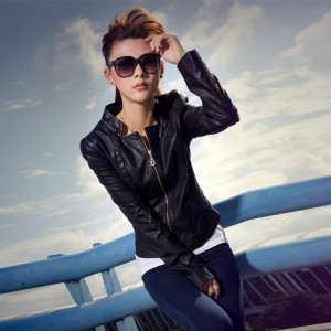 New short design slim leather clothing water washed leather clothing women's outerwear 11g3553