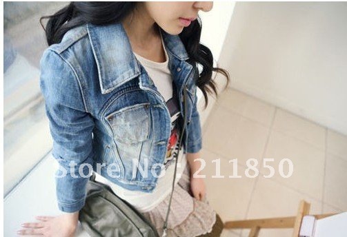 New Spring clothing Fashion style women's coat women's jacket denim outwear free shipping