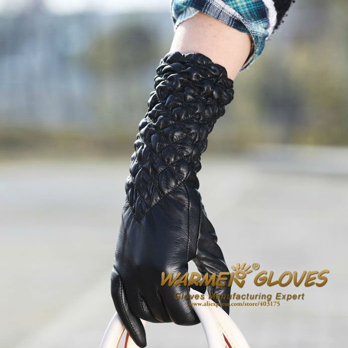 New Styel,High Quality Low Price,Ladies Genuine Leather Gloves, Long gloves, Free shipping