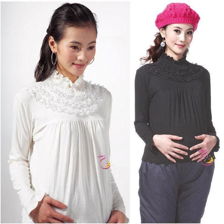 New style 9055 lace flower maternity clothing shirt all-match basic top Maternity Blouses