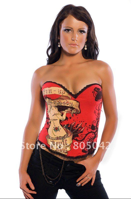 New style Hot Magic Printed red Sexy corset Lingerie womens' Bustiers