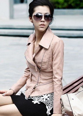 New Style Sexy Womens Korea Ladies leather Jacket Pink Coat Outerwear Fur Clothing J041 (Drop Shipping)