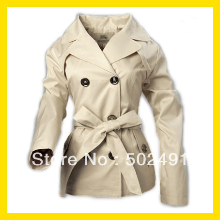 New Style Womens Fashion Full Turn-down Callar Coats cloak Outerwear trench coat for women with Double Breasted sashes.