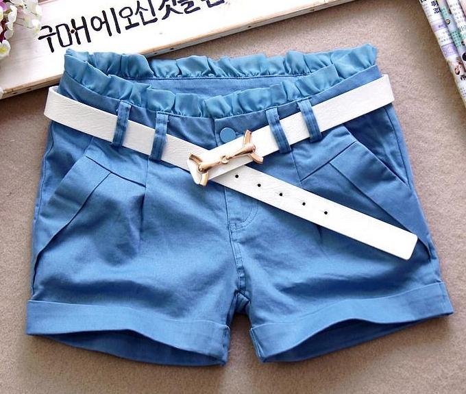 New summer candy colors of lace shorts han edition tall waist edge fashionable color female hot pants