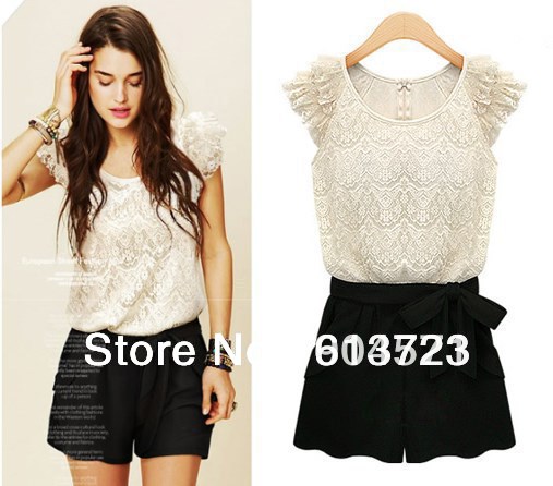 New Summer Dress High End Women Lace Tops Jumpsuit Lady Casual Leotard Women Clothing 8043