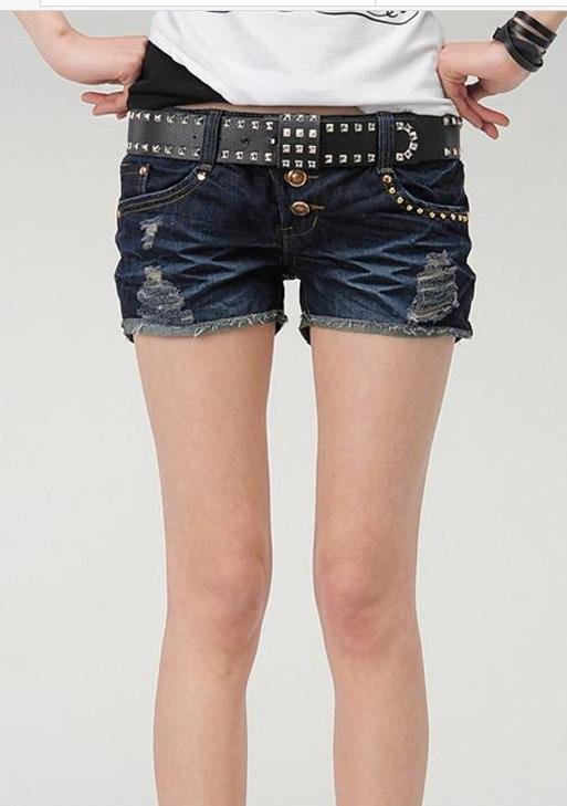 New summer han edition show thin bull-puncher knickers female hole paint something hot pants shorts jeans