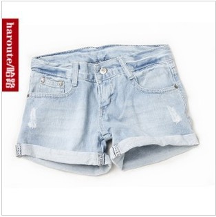 New Summer roll-up hem casual hole loose plus size denim shorts hot trousers female (S-XXL)free shipping