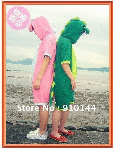 New Summerwear Short Sleeve Unisex KIGURUMI Animal Dinosaur Pyjamas Cosplay Pajamas Green/Pink