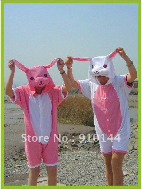 New Summerwear Short Sleeve Unisex KIGURUMI Animal Lovely Rabbit  Pyjamas Cosplay Pajamas Red/White