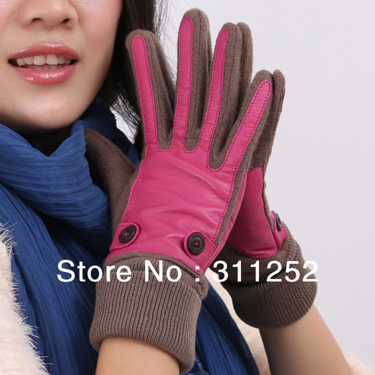 NEW!Warm high-grade wool leather gloves 1*1pair free shipping