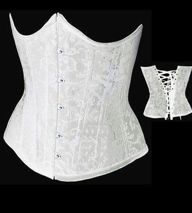 New white lace up boned   body shaper  underbust waist   Corset  Bustier  clubwear   +G-string  S-2XL