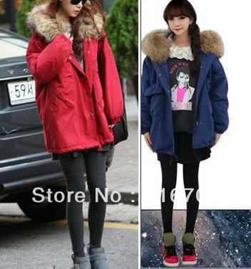 NEW wholesale warm red blue with a hood outerwear wadded jacket cotton-padded jacket hooded outerwear multicolor co-034