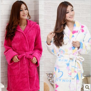 New Winter women soft thicken Coral velvet pajamas with hoodies, warm bathrobes, fashion ladies home wear + free shipping