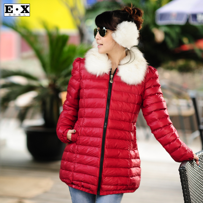 New women 2013 winter women outerwear medium-long rabbit fur thickening wadded jacket plus size cotton-padded jacket 1534