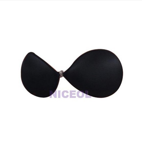 New Women Black Lycra Self-Adhesive Cup C Fashion Invisible Strapless Breast Bra