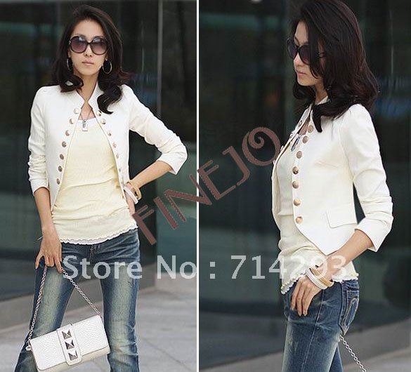 New Women Casual Double Button Decoration Cardigan small Suit Jacket Short Coat free shipping 7575