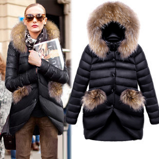 New Women Down Coats with Luxury Fur ,Slim Medium-Long Designs