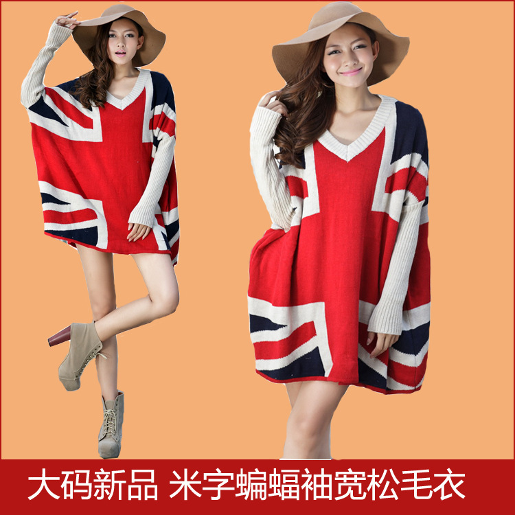 New Women Ladies Chic Union Jack UK British Flag Cape Pullover Sweater Poncho Shrug Wrap Swing Shawls Jacket Coat Free Shipping