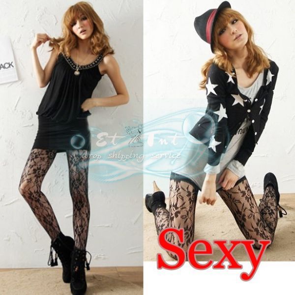 New Women Large Rose Patterns Tight Pants Stockings Little Sexy Legging Fashion