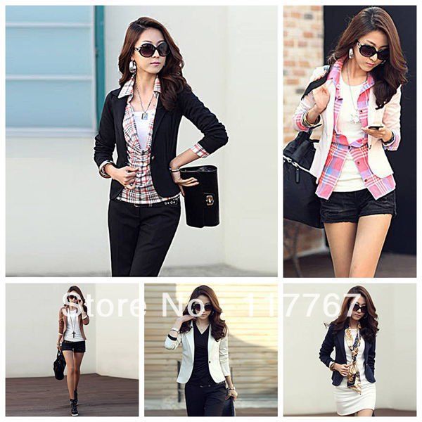 New Women Office Wear One Button Modern Thin Casual Blazer Jacket Coat 5 Colors 651124-651128