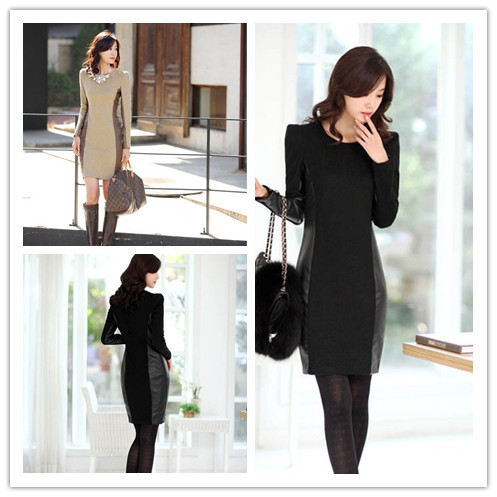 New Women's Elegant lady leather Dress Package Hips Skirt With PU mterial  Free shipping