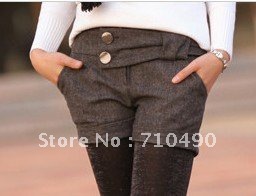 New women's han edition fashion low waist straight canister woollen fair maiden pants thickening shorts