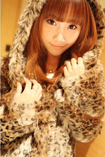 NEW  Women's Hooded Artificial Wool Leopard Cardigan Jacket Coat FREE SHIPPING