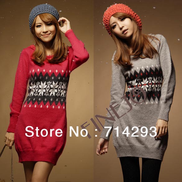 New Women's Long Sleeve Hooded Pullover Knitted Sweater Top 2 Colors free shipping 10055