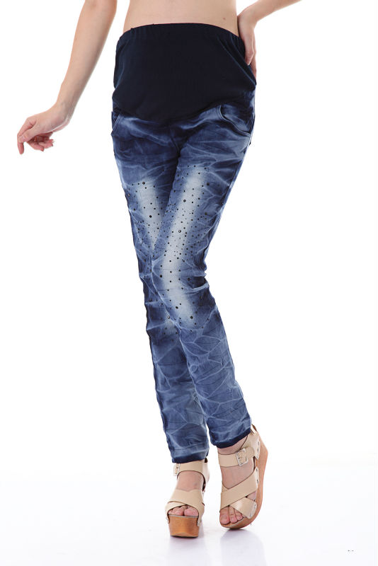 New Womens Ladies Chic Slim Fit  Skinny Leg Pants Care Abdomen Maternity Jeans Black or Blue  KQ8306