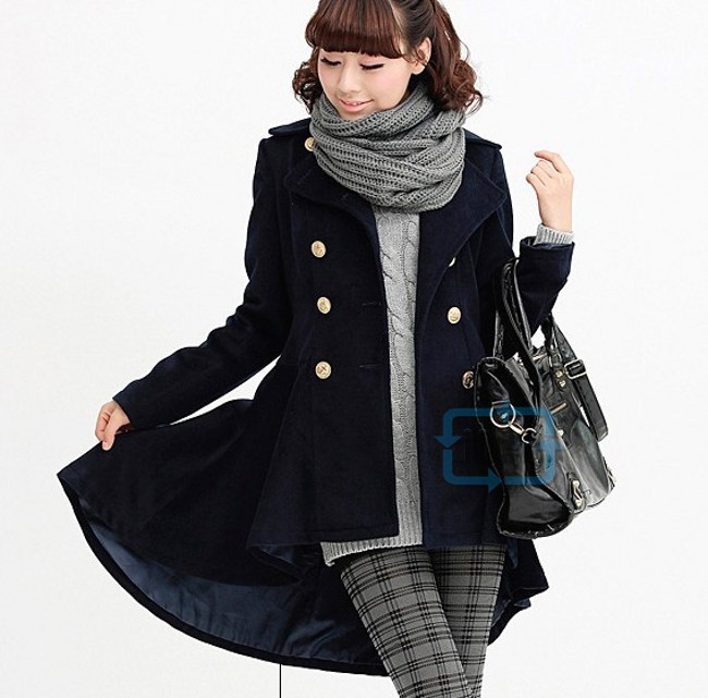 New Womens Outwear Trench Coats Double-breasted Asymmetric Hem Tops Cool Jacket