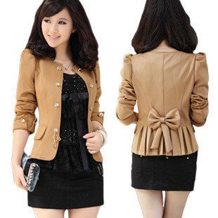 New Womens Slim Fit Business Double-breasted Puff Sleeve Suit Blazer Jacket Coat