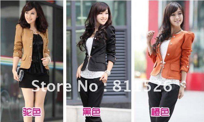 New Womens Slim Fit Business Double-breasted Puff Sleeve Suit Blazer Jacket Coat