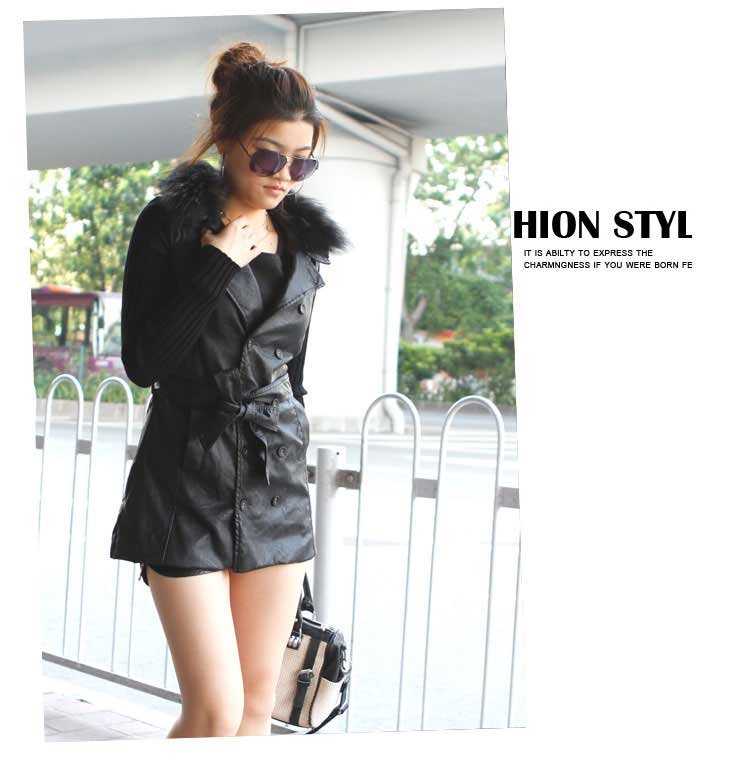 NEW Womens Stylish Fur Collar Slim-fit Long Waistcoat Vest Coat free shipping