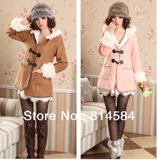 New Womens sweet  lamb down horn button coat 4  colors CT025