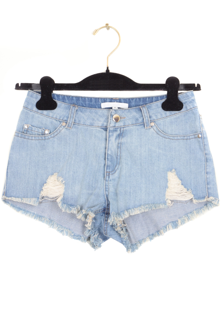 New Xpensive shop handmade wire drawing pocket rivet decoration low-waist sexy denim shorts