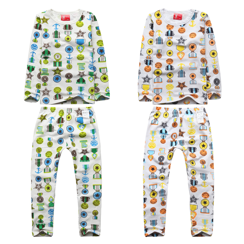 New year small squid spring child underwear set long johns long johns male female child thin print at home service