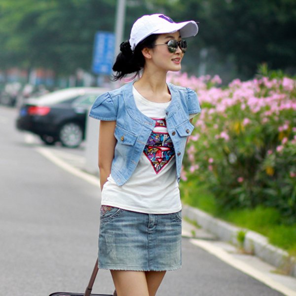 NEW8803 Free Shipping Wholesale 1PC/LOT Free Size Light Color Denim Vest Coat,Hot Sale Lady Denim Jackets Low Price Wholesale