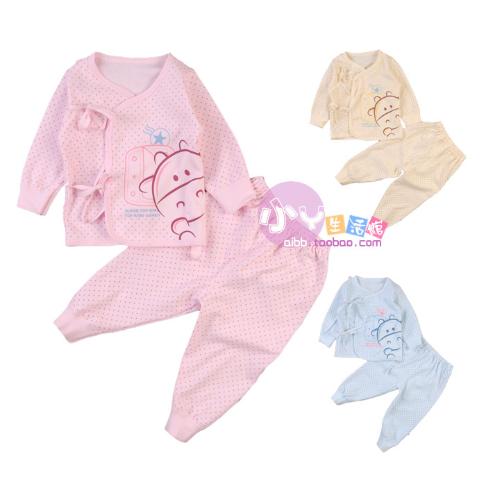 Newborn underwear 100% cotton double faced lacing baby set monk clothes 7272